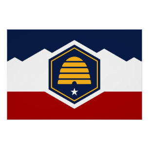 Póster Cartaz de parede patriótico com a bandeira de Utah