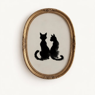 Poster Cartaz de Parede Silhueta de Dois Gatos