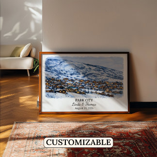 Poster Cartaz de Park City Utah, Aquarela, Personalizado