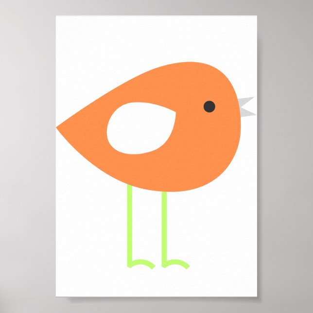 Poster Cartaz de Pássaro Laranja Fofo (Frente)