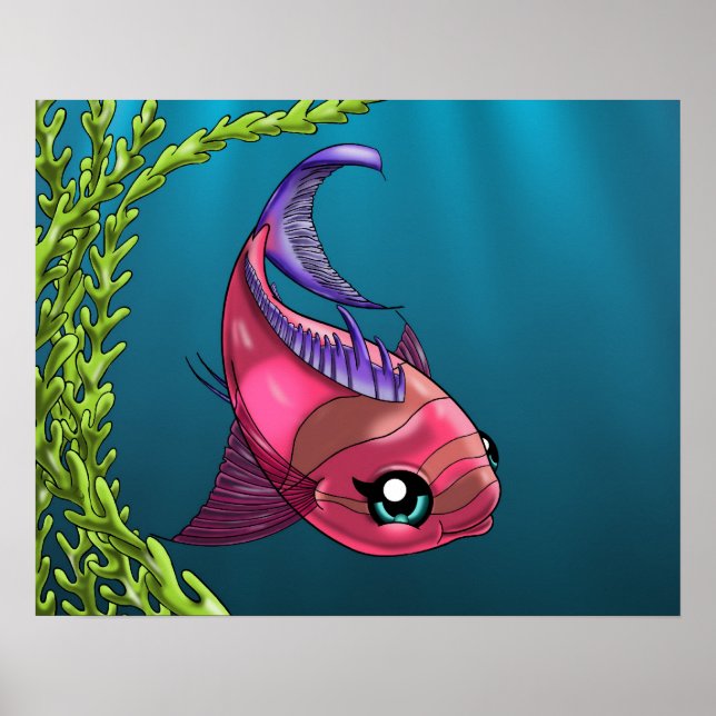 Poster Cartaz de Peixe Rosa (Frente)
