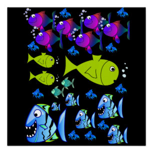 Póster Cartaz de Peixes Casa de Praia Cartazes