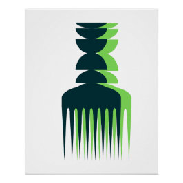 Póster Cartaz de Pente Afro Sombra Verde