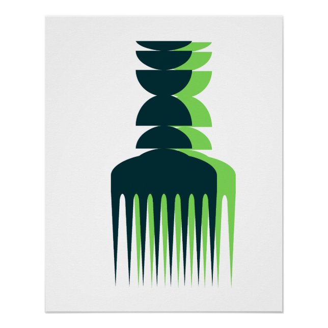 Póster Cartaz de Pente Afro Sombra Verde (Frente)