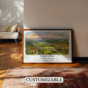Poster Cartaz de Pigeon Forge Tennessee, Aquarela, Person