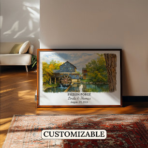 Poster Cartaz de Pigeon Forge Tennessee, Aquarela, Person