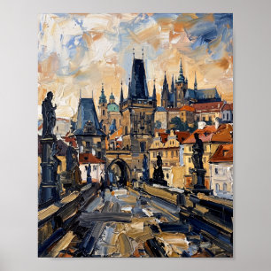 Poster Cartaz de pintura a óleo abstrata de luxo de Praga
