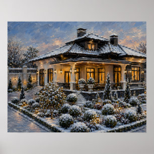 Poster Cartaz de pintura a óleo da propriedade do jardim