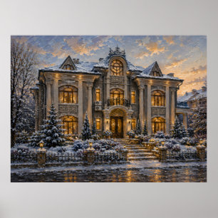 Poster Cartaz de Pintura a Óleo de Mansão Vitoriana Nevad