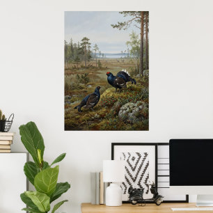 Poster Cartaz de pintura de vida selvagem de galo silvest
