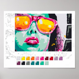 Poster Cartaz de Pintura por Números (contorno abaixo): G