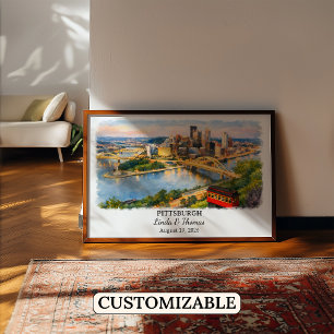 Poster Cartaz de Pittsburgh Pensilvânia, Aquarela, Person
