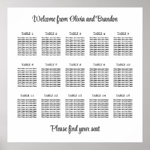 Poster Cartaz de Plano de Assentamento de Mesa de Casamen