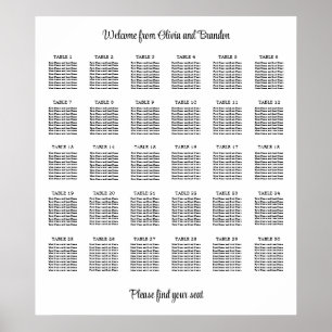 Poster Cartaz de Plano de Assentamento de Mesa de Casamen