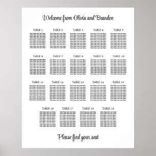 Poster Cartaz de Plano de Assentamento de Mesa de Casamen