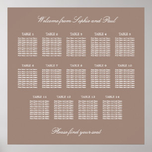 Poster Cartaz de Plano de Assento de Casamento da Mesa Ta