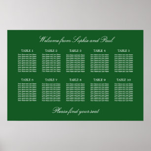 Poster Cartaz de Plano de Assento de Casamento de Mesa 10