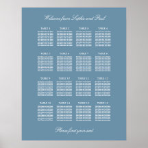 Cartaz de Plano de Assento de Casamento de Mesa 16