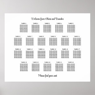 Poster Cartaz de Plano de Assento de Casamento de Mesa 22
