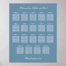 Cartaz de Plano de Assento de Casamento de Mesa Az