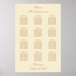 Poster Cartaz de Plano de Assento de Casamento de Mesa Cr