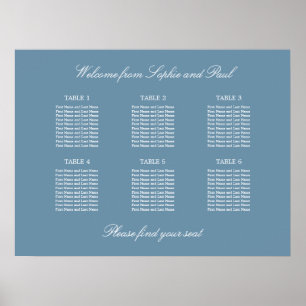 Poster Cartaz de Plano de Assento de Casamento na Mesa 6 