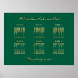 Poster Cartaz de Plano de Assentos da Mesa 6 Bege Dourado