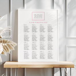 Poster Cartaz de Plano de Assentos de Bar Mitzvah Rosa e 