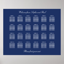 Cartaz de Plano de Assentos de Casamento Azul Mari