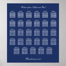 Cartaz de Plano de Assentos de Casamento Azul Mari