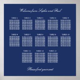 Poster Cartaz de Plano de Assentos de Casamento com 13 Me