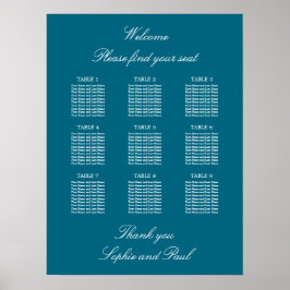 Poster Cartaz de Plano de Assentos de Casamento da Mesa 9