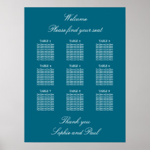 Poster Cartaz de Plano de Assentos de Casamento da Mesa 9