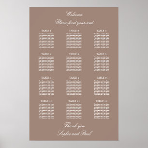 Poster Cartaz de Plano de Assentos de Casamento da Mesa T