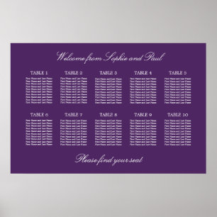 Poster Cartaz de Plano de Assentos de Casamento de Mesa 1
