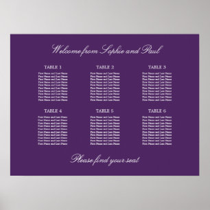 Poster Cartaz de Plano de Assentos de Casamento de Mesa 6