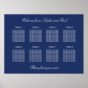 Poster Cartaz de Plano de Assentos de Casamento de Mesa 8