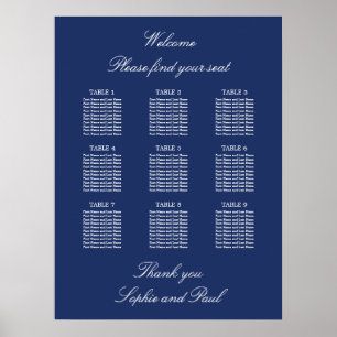 Poster Cartaz de Plano de Assentos de Casamento de Mesa 9