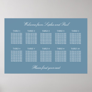Poster Cartaz de Plano de Assentos de Casamento em Mesa A