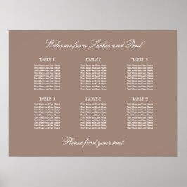 Poster Cartaz de Plano de Assentos de Casamento na Mesa T
