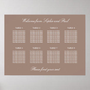 Poster Cartaz de Plano de Assentos de Casamento na Mesa T