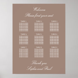 Poster Cartaz de Plano de Assentos de Casamento na Mesa T