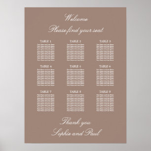 Poster Cartaz de Plano de Assentos de Casamento na Mesa T