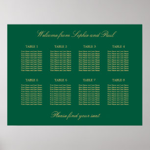 Poster Cartaz de Plano de Assentos de Mesa 8 Bege Dourado