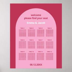 Poster Cartaz de Plano de Assentos de Mesa em Arco Magent