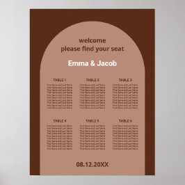 Poster Cartaz de Plano de Assentos de Mesa Mocha Brown Ar