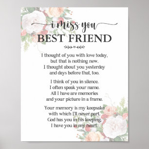 Poster Cartaz de Poema de Melhor Amigo 'Eu Sinto Sua Falt