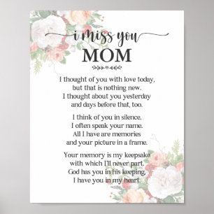 Poster Cartaz de Poema Eu Sinto Sua Falta Mãe
