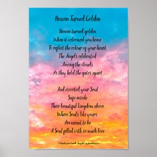 Poster cartaz de poema memorial - O céu ficou dourado
