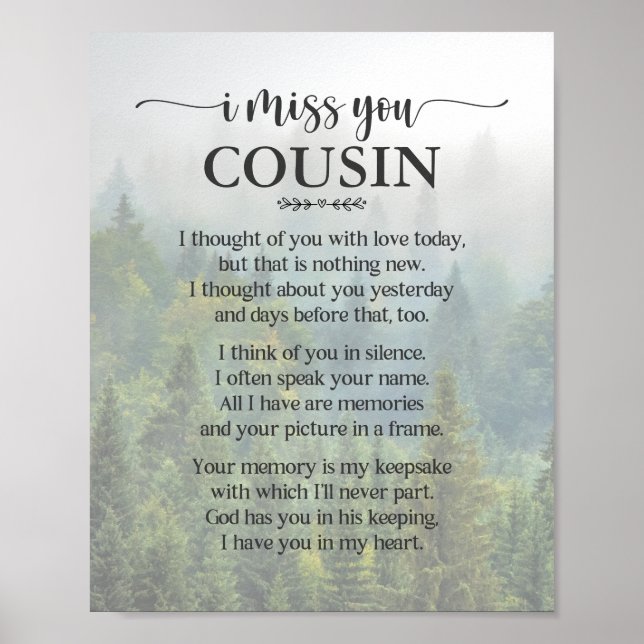 Poster Cartaz de Poema Primo Eu Sinto Sua Falta (Frente)